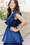 White Birch The Right Track Full Size Short Flutter Sleeve Mini Dress